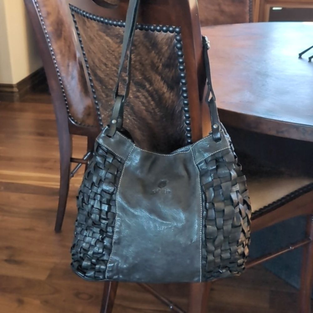 Black Basket Weave 🖤Leather Hobo Bag -Gidigio Italian Made - Picture 16 of 16